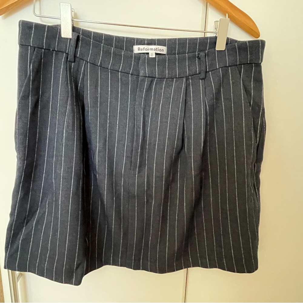 Reformation Pinstripe Mini Skirt